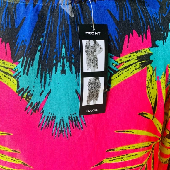 Cover Up Tropical Print Luxury Embellished Kaftan Top - Picture 9 of 10